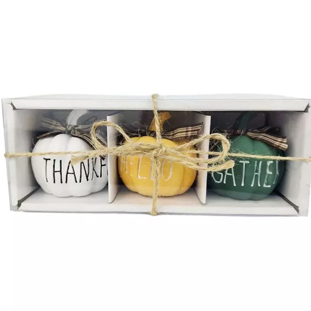 THANKFUL HELLO GATHER Big Lots Ceramic Pumpkins